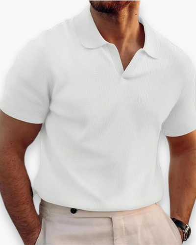 Herren Lässiges Polo mit V-Kragen | Kurzarm