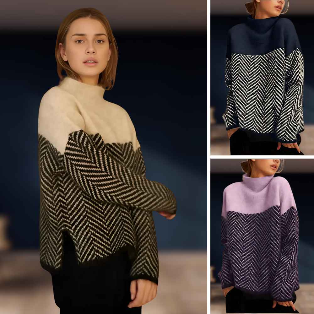 MARY - Zweifarbiger Oversize-Pullover