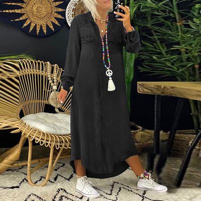 Yara | Langärmliges Maxikleid aus Jeans