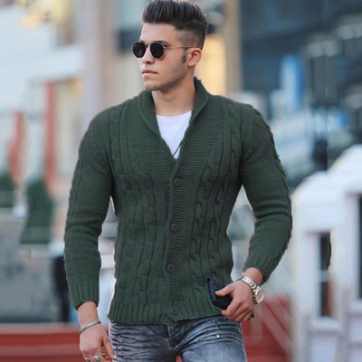 Herren Gestrickte Strickjacke mit Kragen