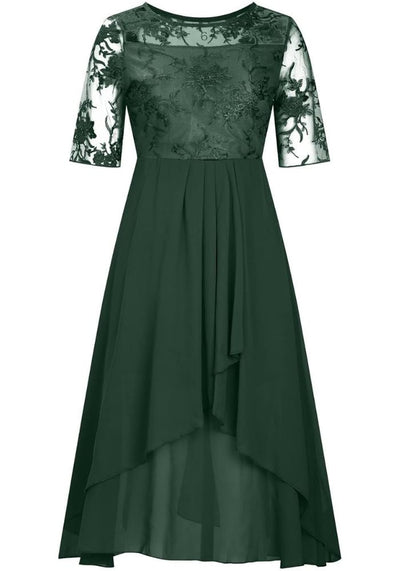 Damen Plissee Rundhalsausschnitt Kleid | Mini