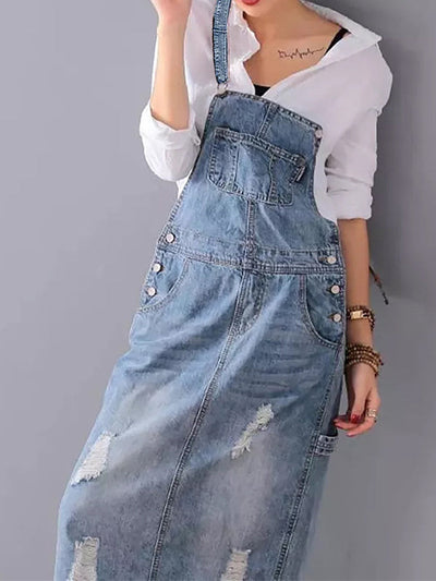 Denim-Overallkleid mit Verstellbaren Trägern für Damen
