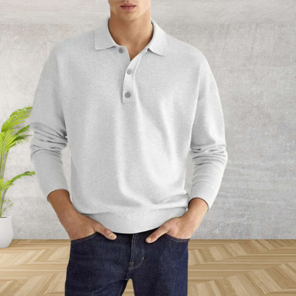 Tobyas - Schwarzes Langarm-Poloshirt