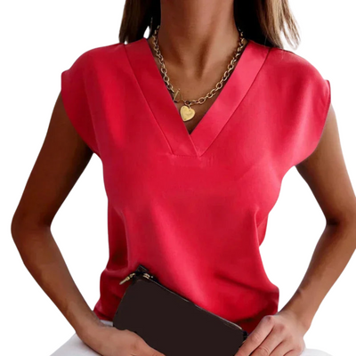 Bequeme Sommerbluse für Frauen - Leichte V-Ausschnitt Bluse