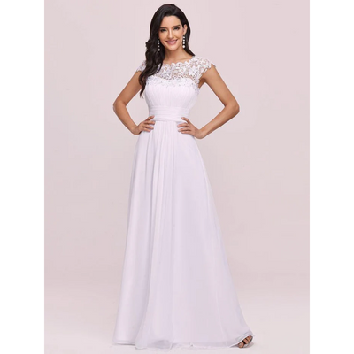 Damen Plissee-Kleid mit Rund Ausschnitt | Maxi