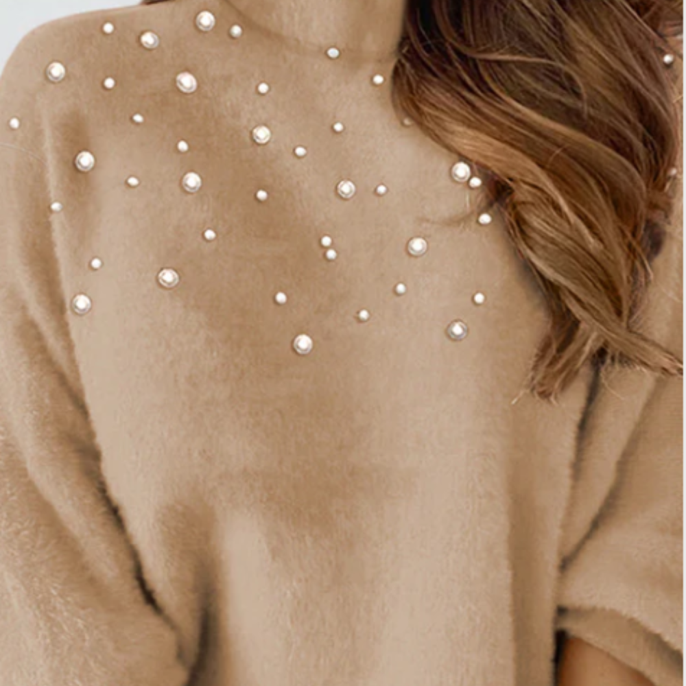 Linaelle - Gelber Pullover mit Perlen – Strahlend, weich & voller Charme