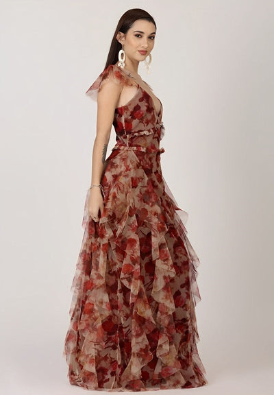 Judy - Langes böhmisches Blumenkleid