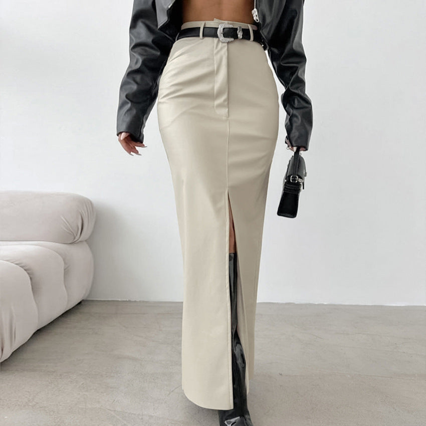 Krystal | High Waist Rock aus Kunstleder mit elegantem Schlitz