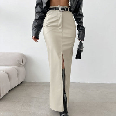 Krystal | High Waist Rock aus Kunstleder mit elegantem Schlitz