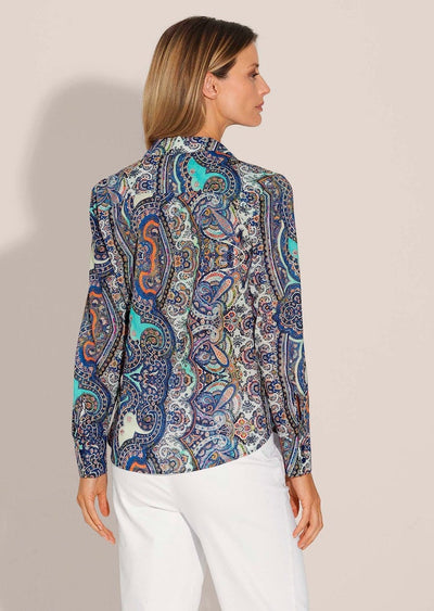 Bluse mit Kragen und V-Ausschnitt und Knopfleiste