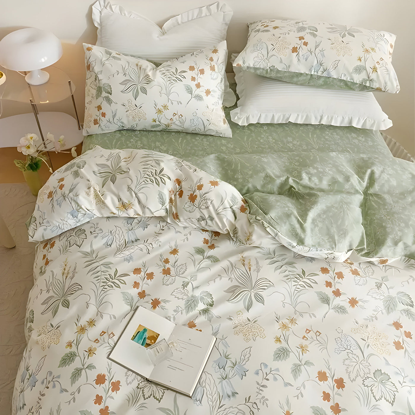 SpringBreeze Bettdecken-Set - 3-teiliger Floral-Bettdeckenbezug