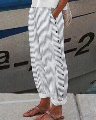 Kurze Sommerhose für Damen – Gestreift – Lässig