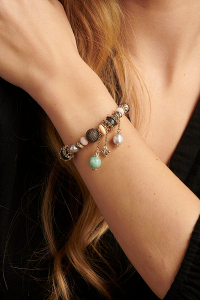 Elastisches Armband mit Mischung aus Perlen und Quarzsteinen Für Frauen