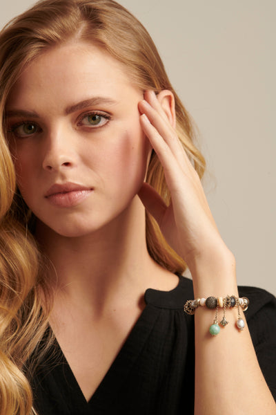 Elastisches Armband mit Mischung aus Perlen und Quarzsteinen Für Frauen