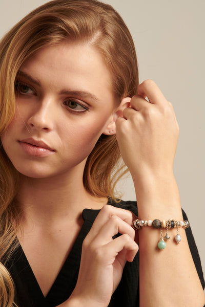 Elastisches Armband mit Mischung aus Perlen und Quarzsteinen Für Frauen