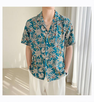 Herrenhemd aus Viskose mit tropischem Aufdruck, lockere Passform - Julian