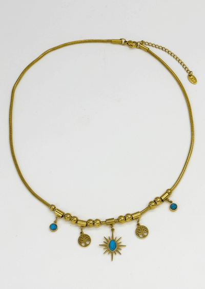 Bohemian Türkis Anhänger Halskette aus Edelstahl Für Frauen