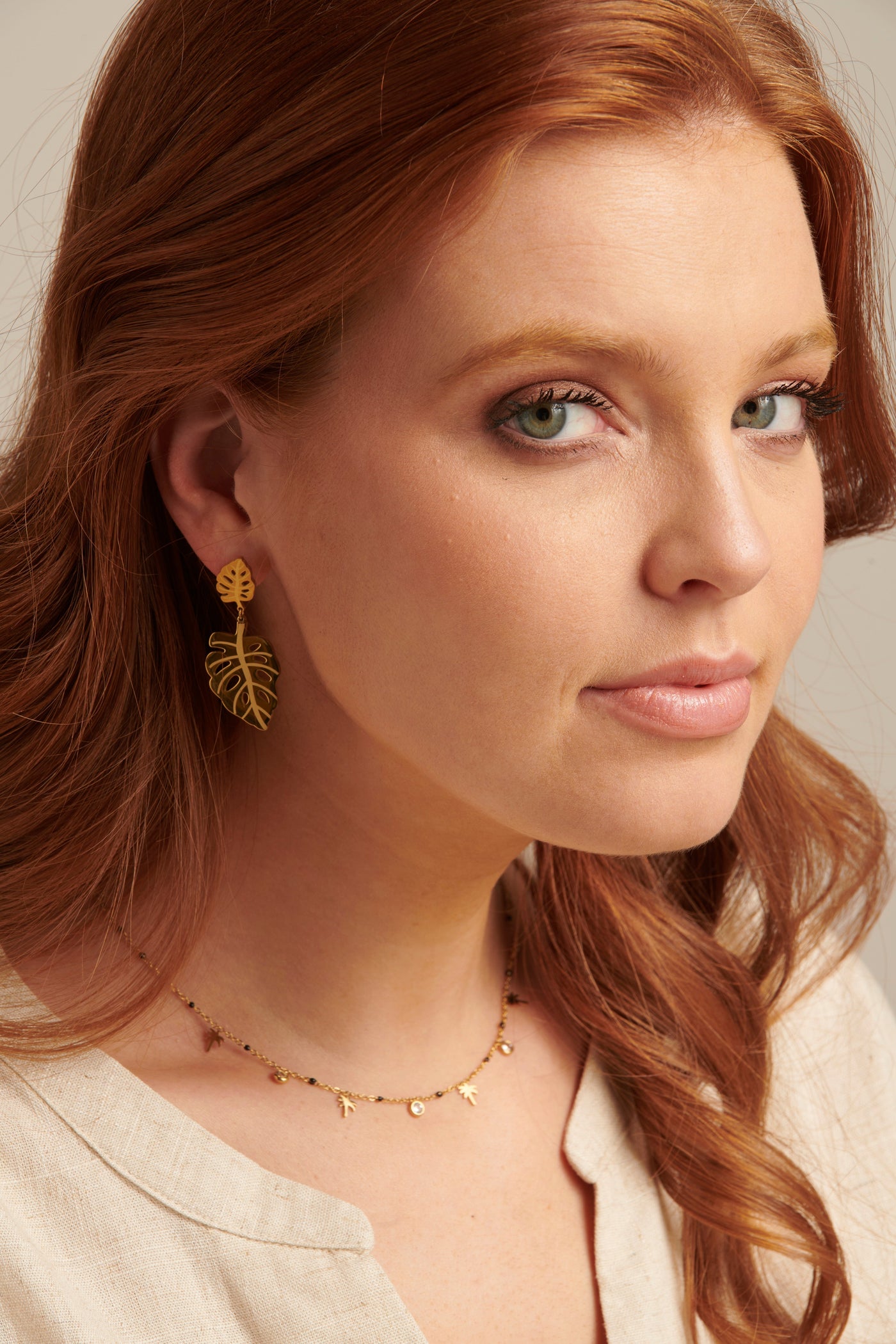 Palmförmige Anhänger Halskette aus Edelstahl mit Goldfinish Für Frauen