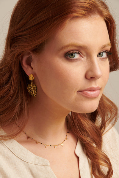 Palmförmige Anhänger Halskette aus Edelstahl mit Goldfinish Für Frauen