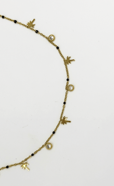 Palmförmige Anhänger Halskette aus Edelstahl mit Goldfinish Für Frauen