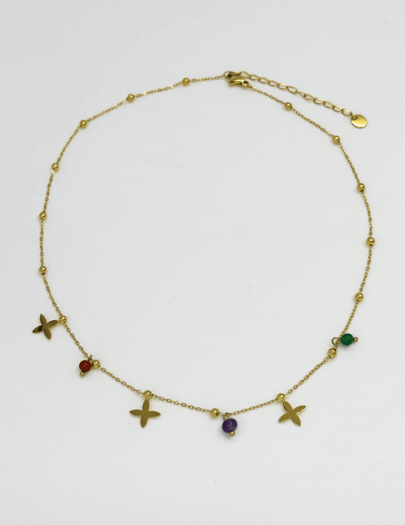 Blumenförmige Quarz Anhänger Halskette aus Edelstahl mit Goldfinish Für Frauen