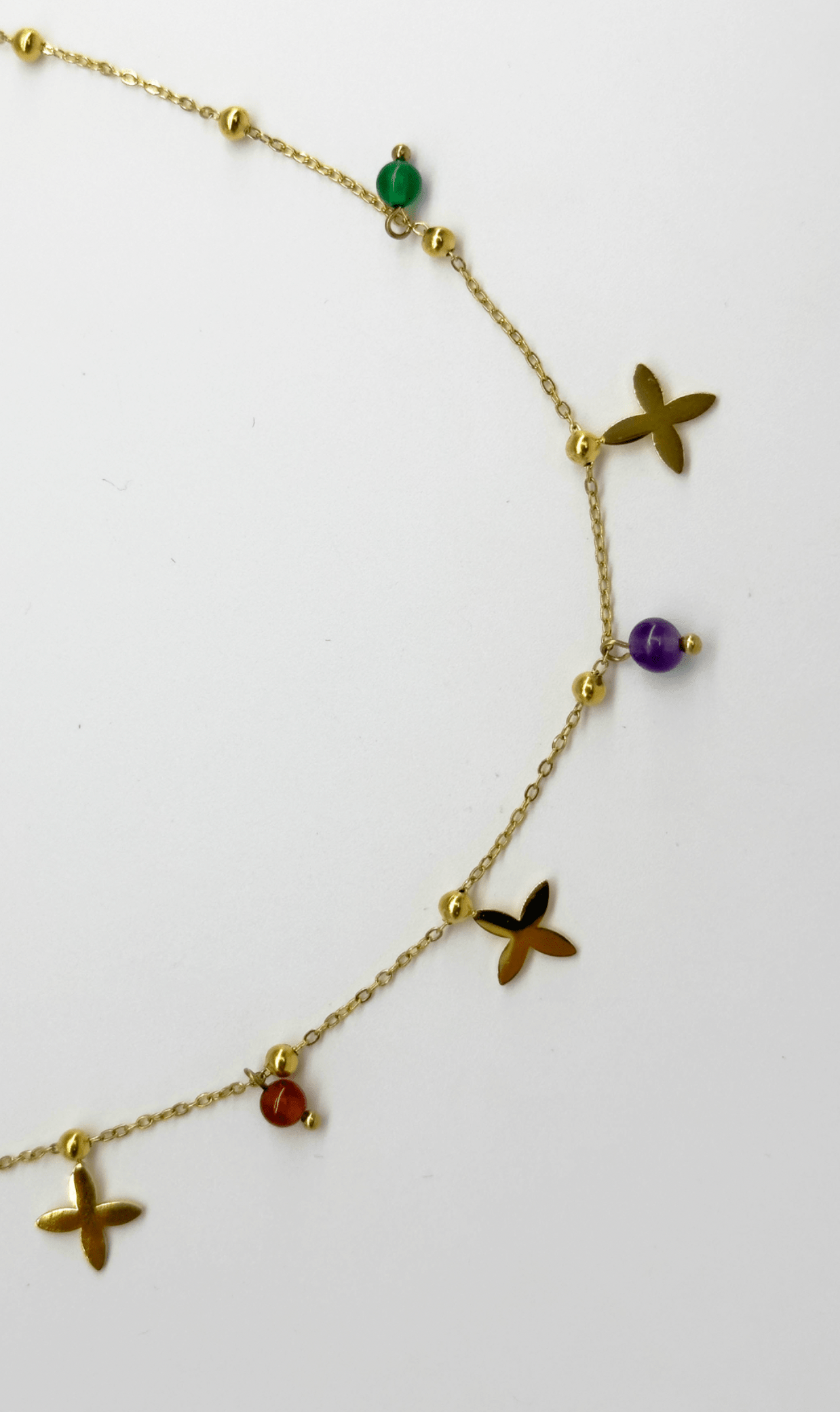 Blumenförmige Quarz Anhänger Halskette aus Edelstahl mit Goldfinish Für Frauen