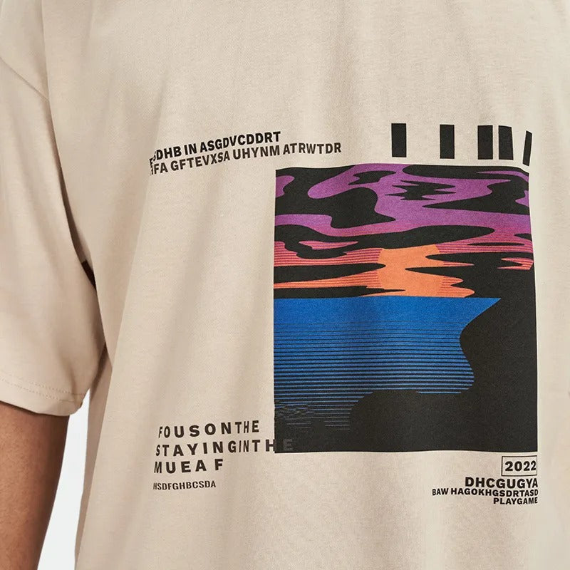 Herren-T-Shirt aus Baumwolle in Übergröße mit grafischem Aufdruck - Joel