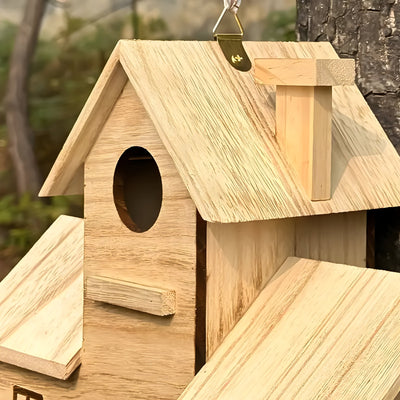 WoodlandBird House- Wooden Hanging Birdhouse with 3-Hole