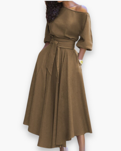 Damen Elegantes Kleid mit Gürtel | Midi