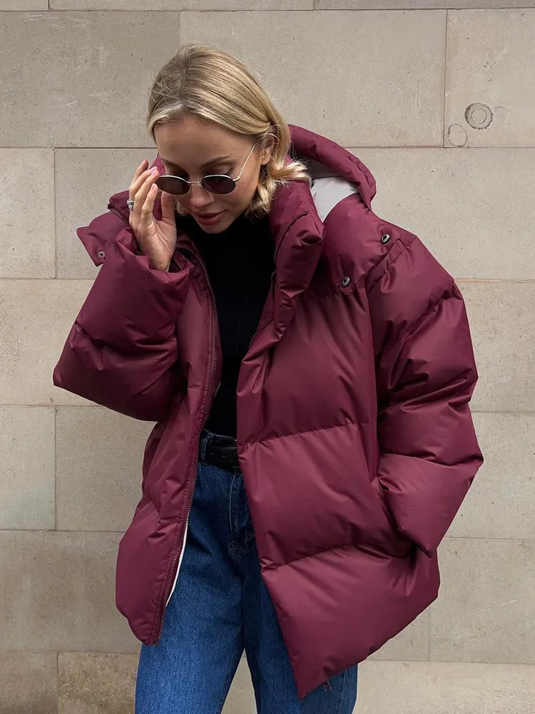 Puffer-Winterjacke mit Kapuze für Frauen