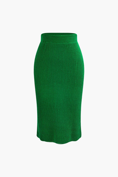 Klara | Elegantes Strick-Set mit Wickel-Oberteil & Bleistiftrock