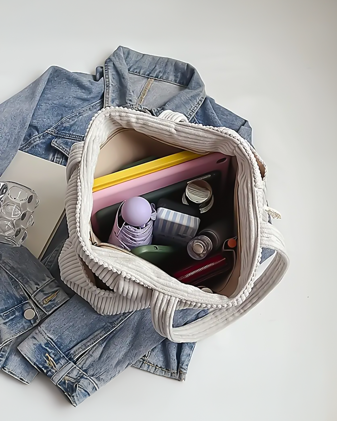 Stefanie® | Gerippte Tragetasche mit Kordel-Detail