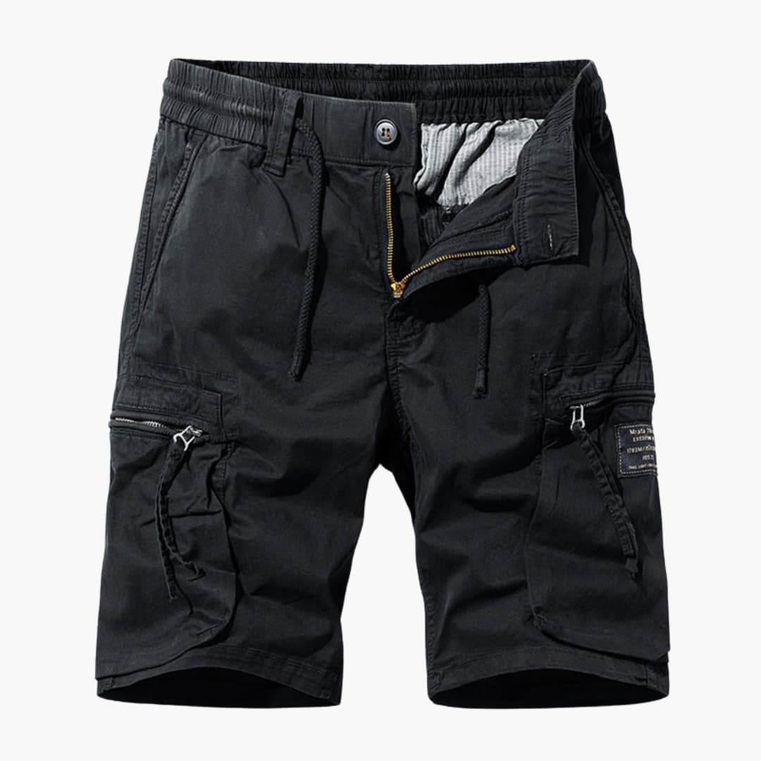 Herren Sommer Cargoshorts mit Reißverschlusstaschen und Kordelzug