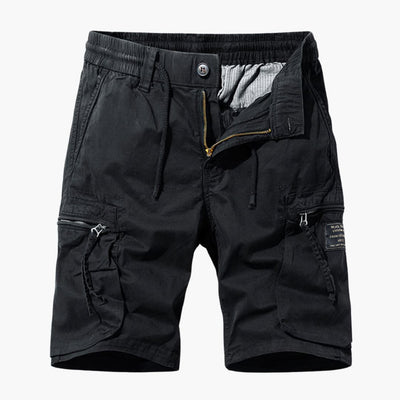 Herren Sommer Cargoshorts mit Reißverschlusstaschen und Kordelzug