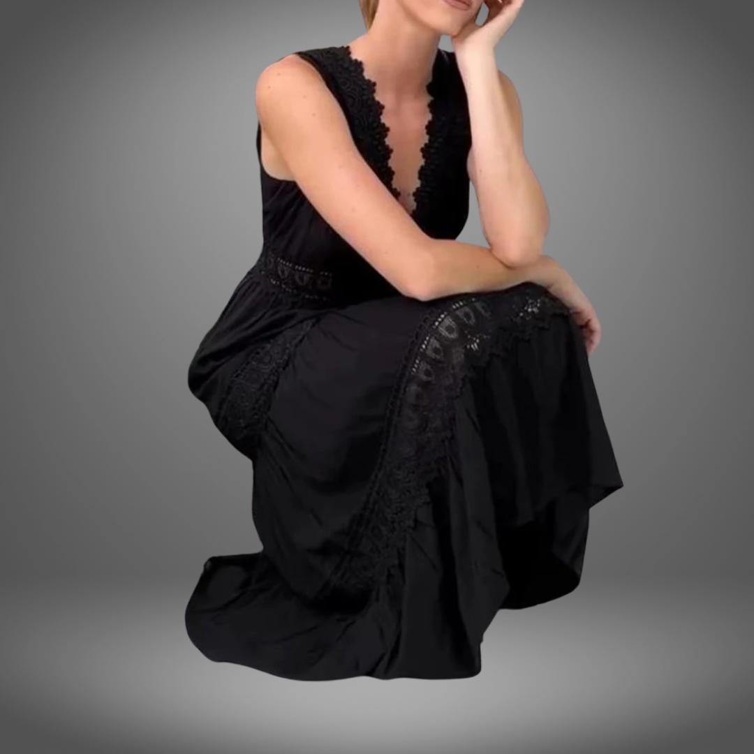 Wilhelmina© | Ärmelloses V-Ausschnitt-Kleid mit Spitze