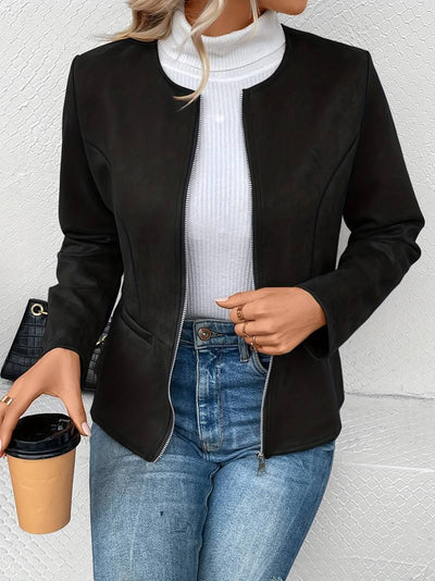 Jacke mit Rundhalsausschnitt und Reißverschluss für Frauen