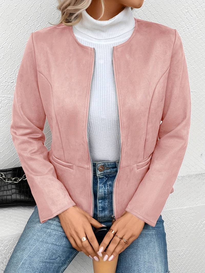 Jacke mit Rundhalsausschnitt und Reißverschluss für Frauen