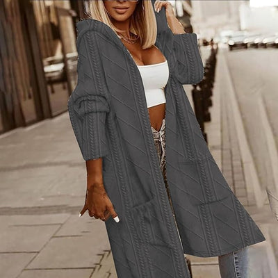 Cytheria – Long-sleeved cable-knit hooded cardigan