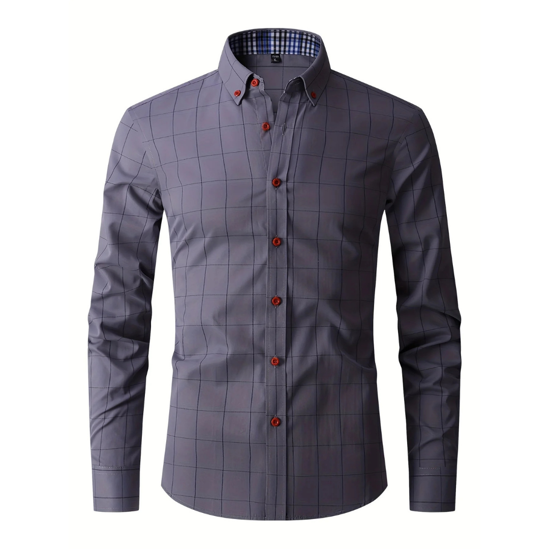 Herren Schlanke Passform Langarm Hemd | Lässig