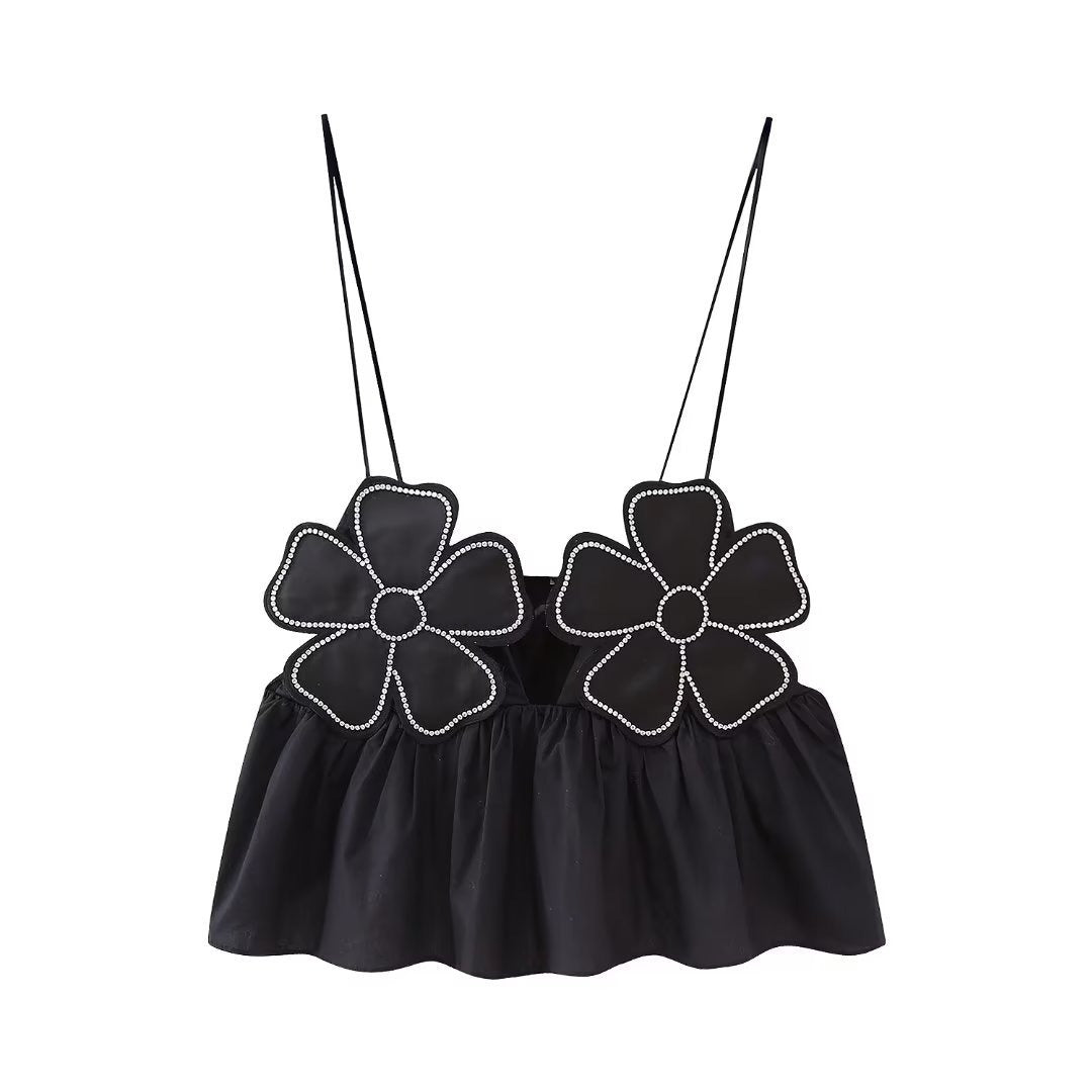 Romantisches rückenfreies geblümtes Crop Top für Damen