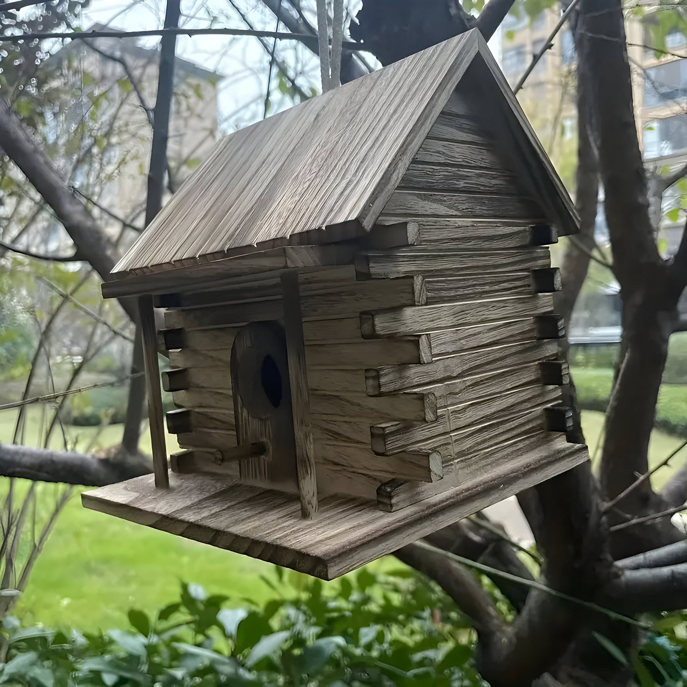 HollowHaven Nest - Rustikales Holz Vogelhaus