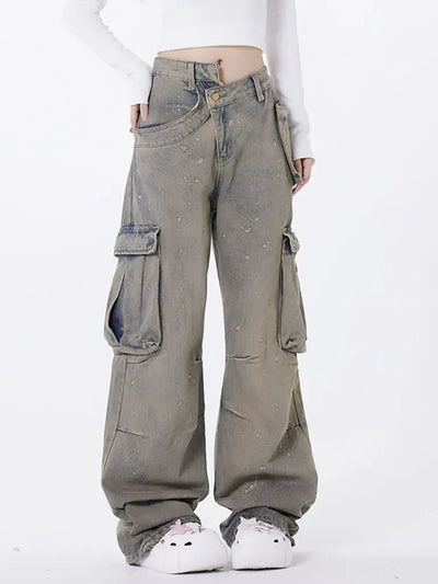 Retro Asymmetrische Waschjeans mit Einzigartigem Design für Frauen