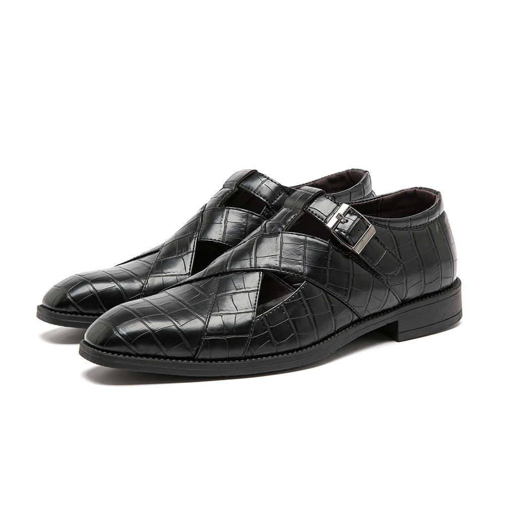 Formelle Herrenschuhe aus braunem Leder durchbrochenes Design elegant - Ferrano