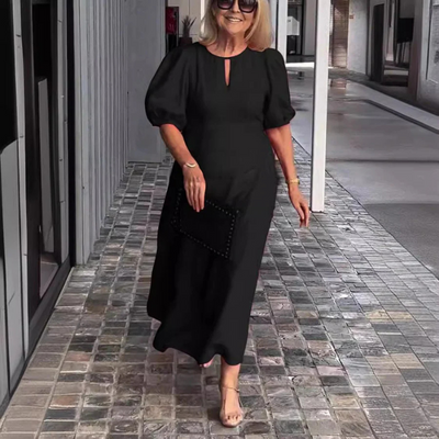 Stilvolles Kleid Mit Pufferärmeln Für Damen | Midi