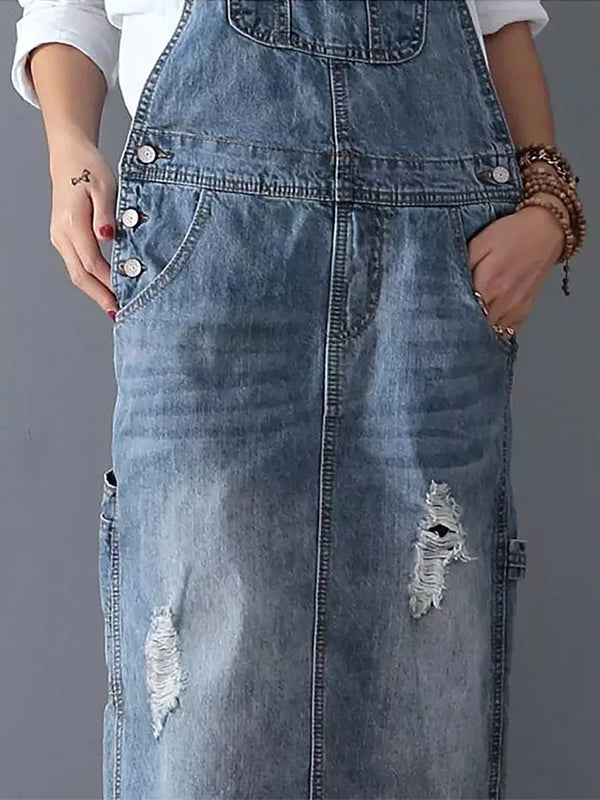 Denim-Overallkleid mit Verstellbaren Trägern für Damen