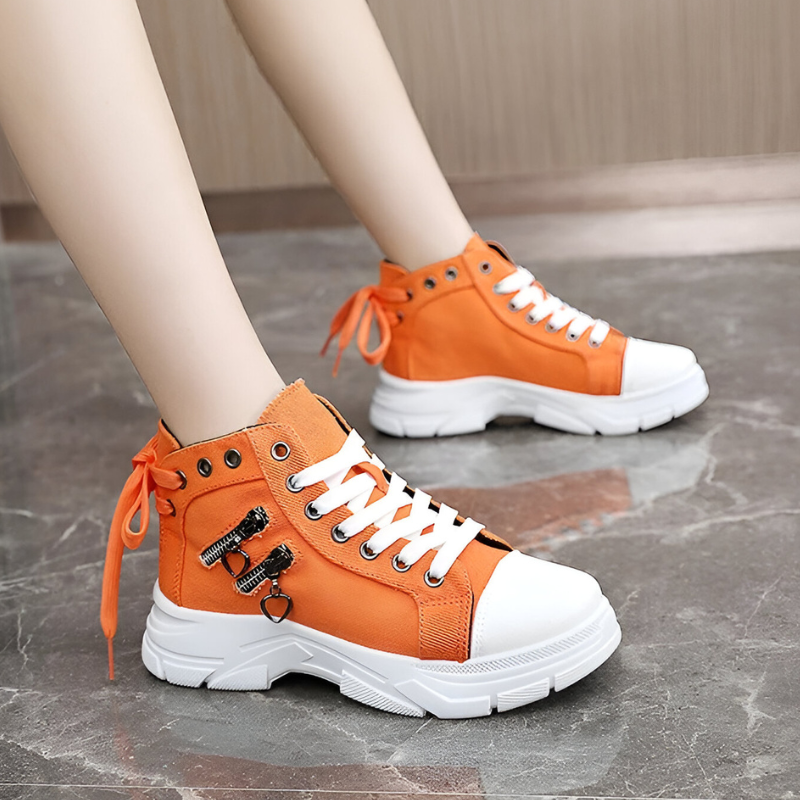 Damen High-Top Sneaker – Jeansblau mit Reißverschluss