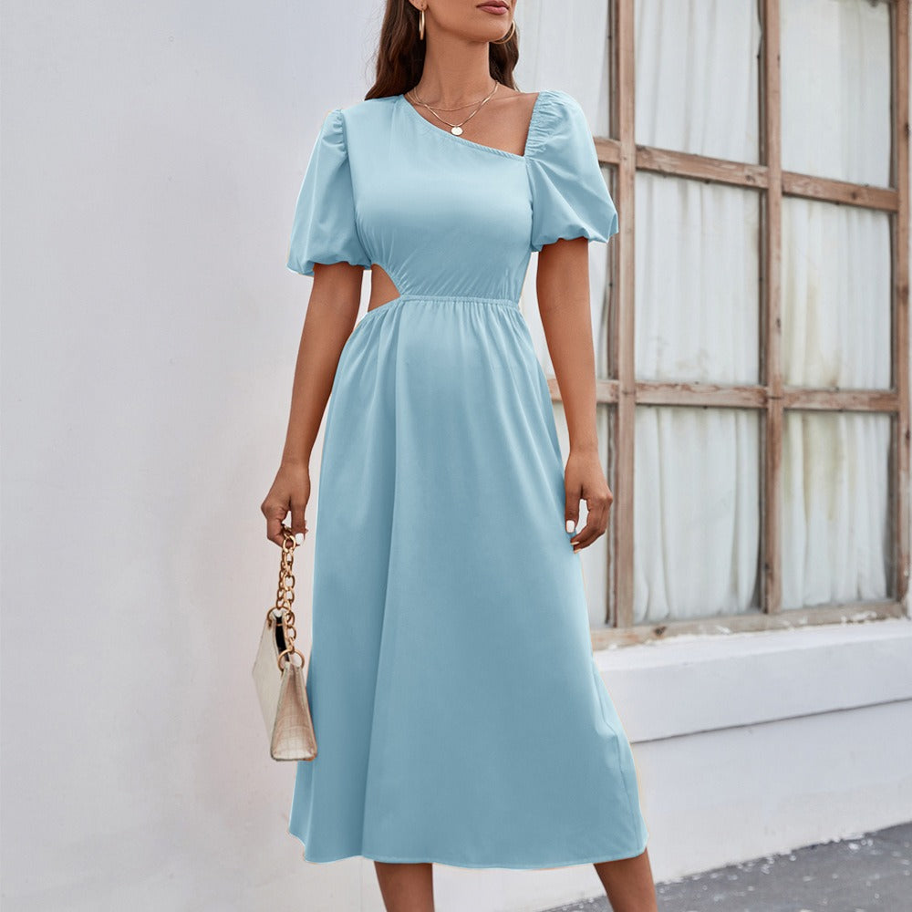 Midikleid Frau asymmetrischer Ausschnitt eleganter Stil - Mariela