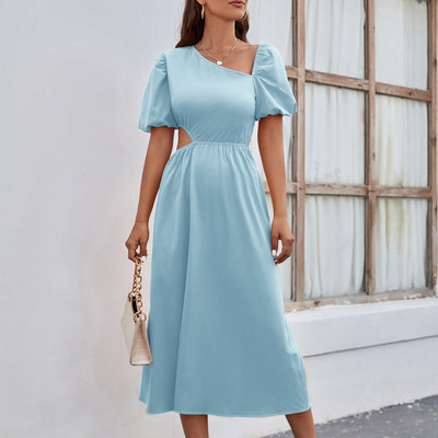 Midikleid Frau asymmetrischer Ausschnitt eleganter Stil - Mariela