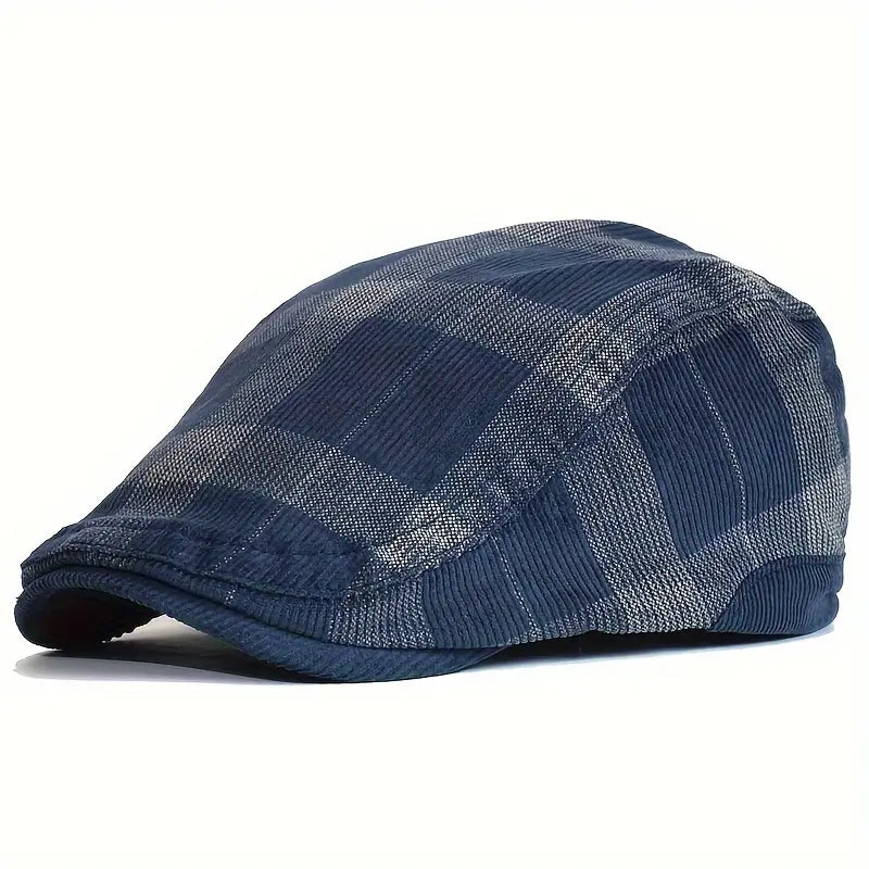 Enriko – Vintage Baskenmütze aus Baumwolle mit Karomuster