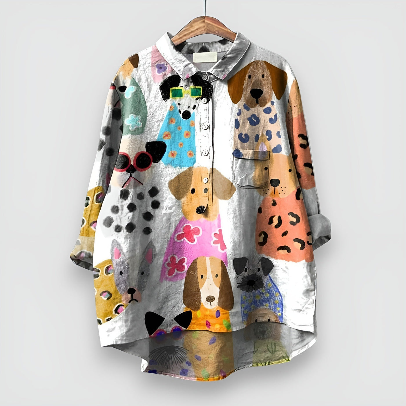Hannelore™ | Damenhemd mit Hunde-Print
